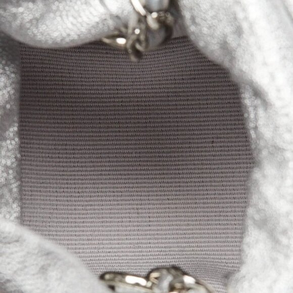 Chanel Metallic Silver Quilted Leather Mini Drawstring CC Bucket Bag - Picture 10 of 12